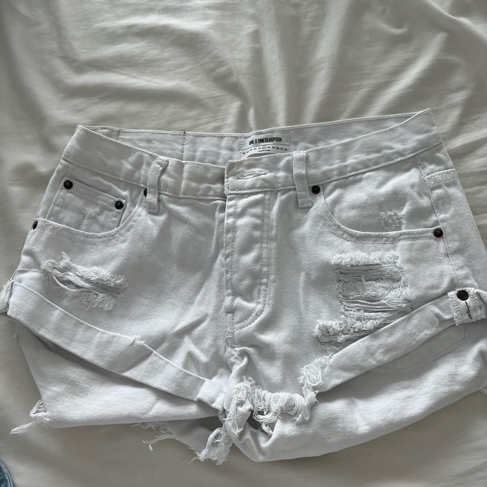 One Teaspoon white jean shorts